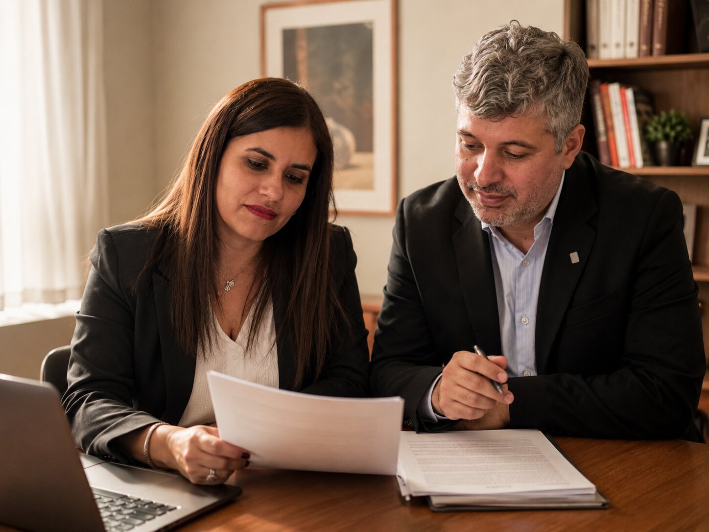 Consulta y revisión de documentación en el estudio Herrera & Flamenco