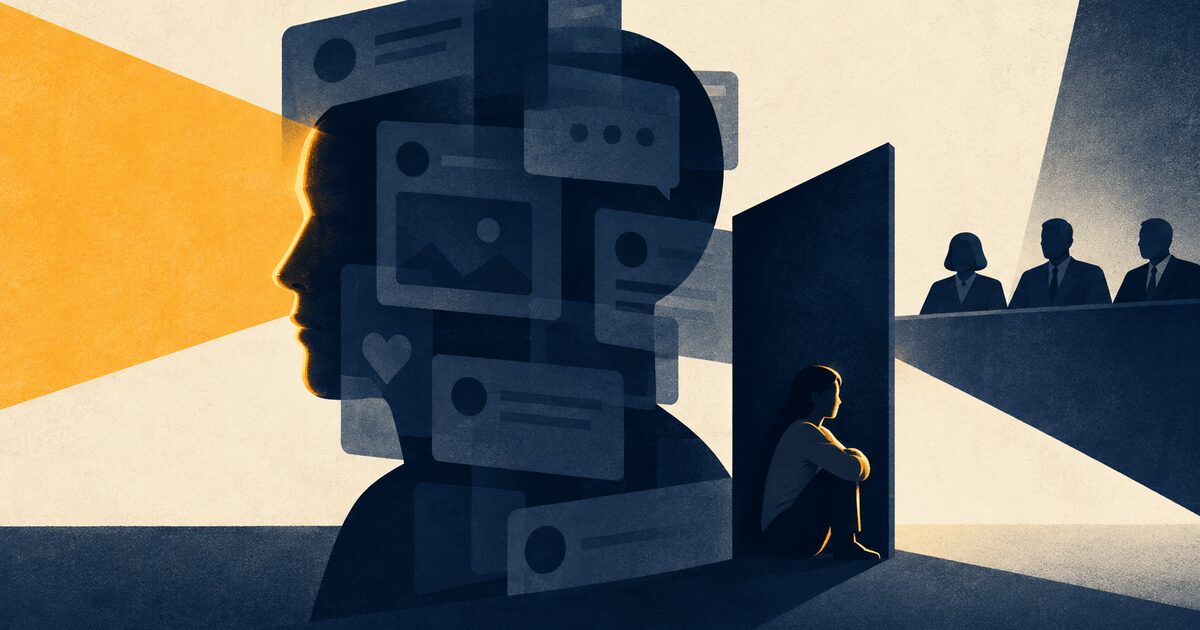 Ilustración editorial sobre anonimato, redes sociales y derechos de la persona mencionada en una publicación.
