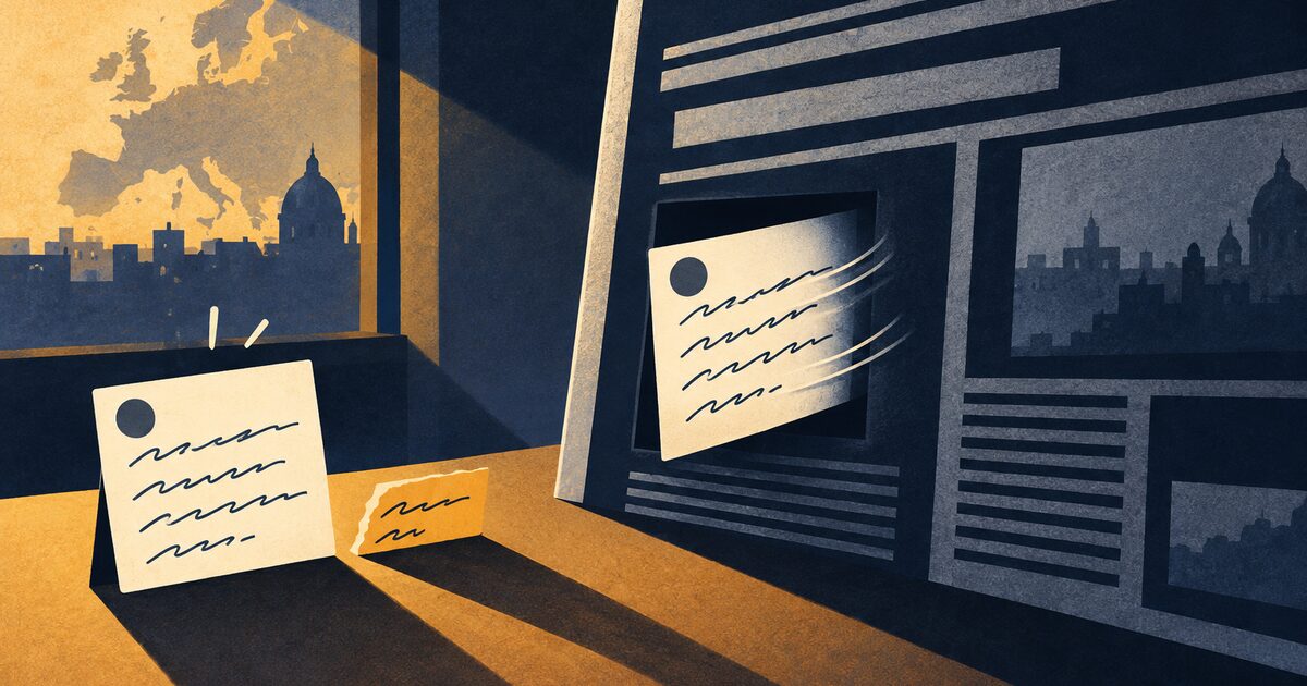 Ilustración editorial de una publicación breve copiada a un periódico digital.